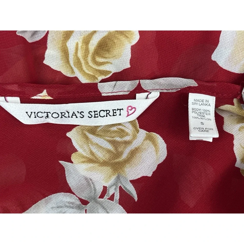 Vintage 90s‎ Victoria's Secret Red Floral Print Chemise Nightgown Sz S
